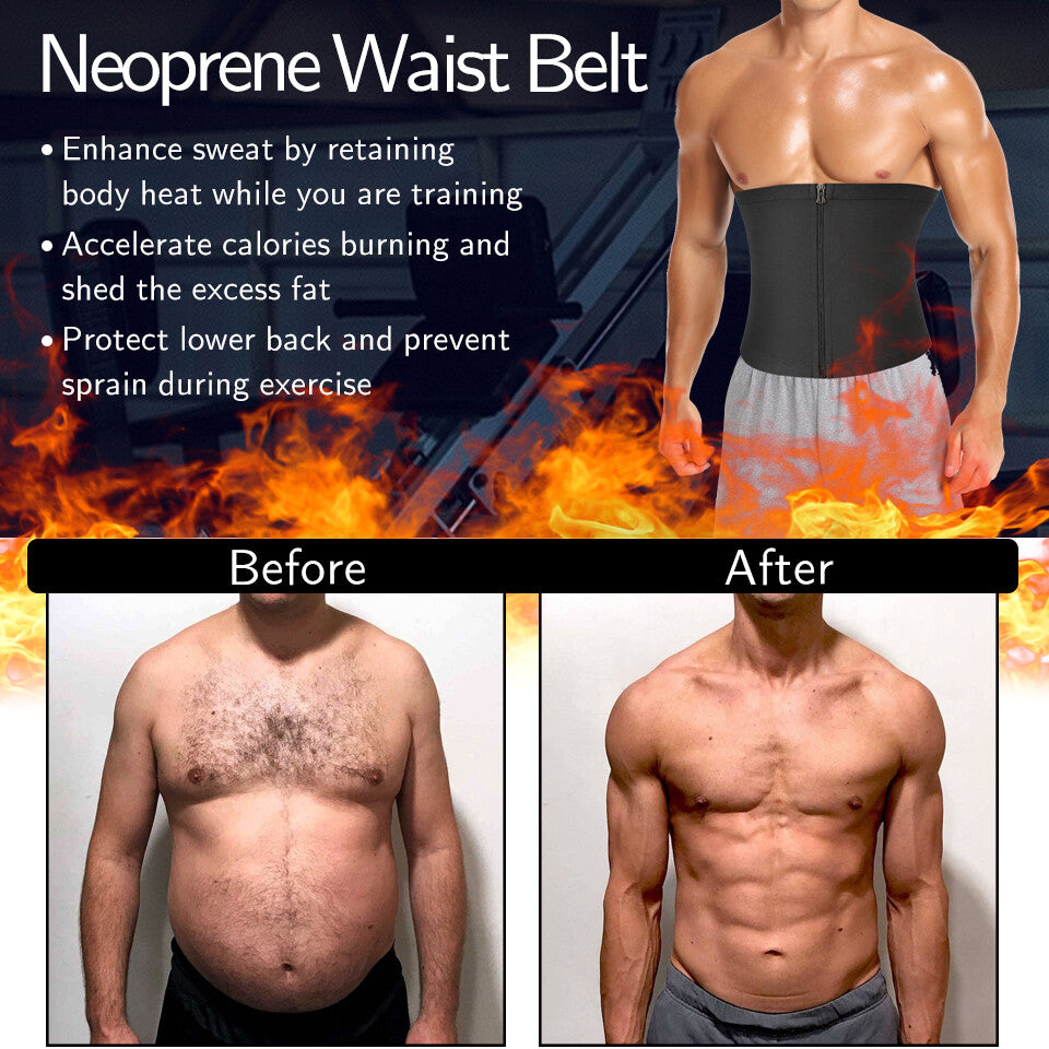 Men'S Waist Trimmer Sauna Belt Sweat Band Wrap Body Shaper Fat Burner Shapewear