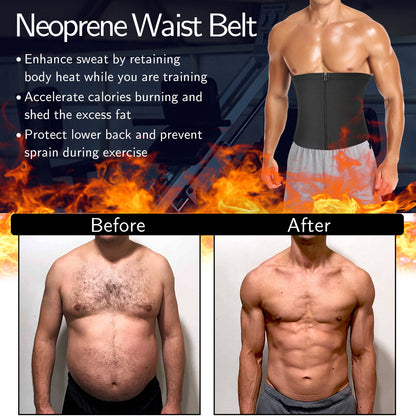 Men'S Waist Trimmer Sauna Belt Sweat Band Wrap Body Shaper Fat Burner Shapewear