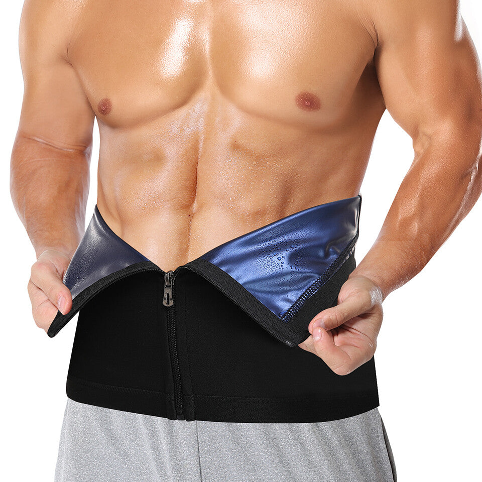 Men'S Waist Trimmer Sauna Belt Sweat Band Wrap Body Shaper Fat Burner Shapewear