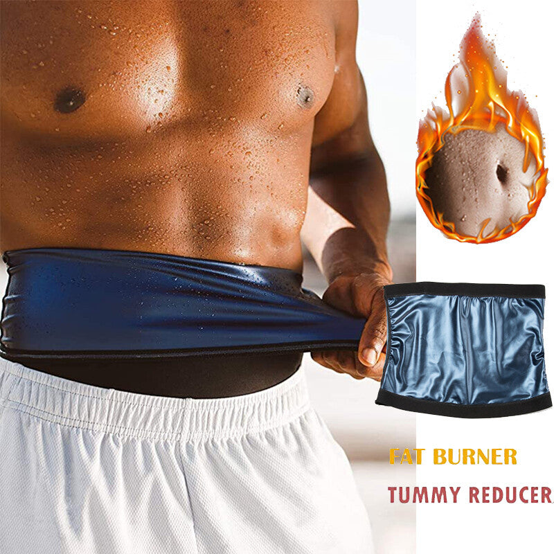 Men'S Waist Trimmer Sauna Belt Sweat Band Wrap Body Shaper Fat Burner Shapewear