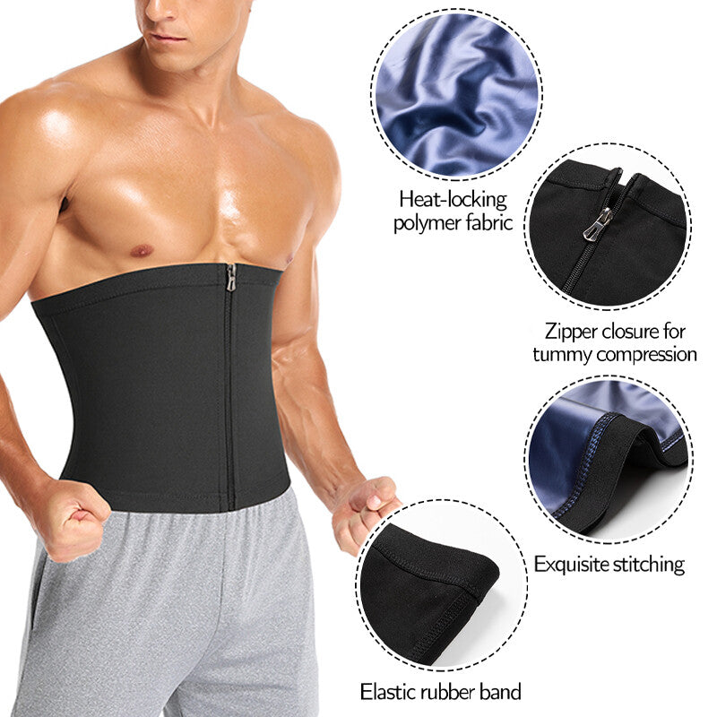 Men'S Waist Trimmer Sauna Belt Sweat Band Wrap Body Shaper Fat Burner Shapewear