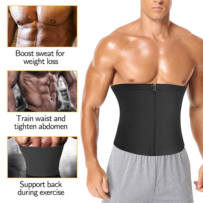 Men'S Waist Trimmer Sauna Belt Sweat Band Wrap Body Shaper Fat Burner Shapewear