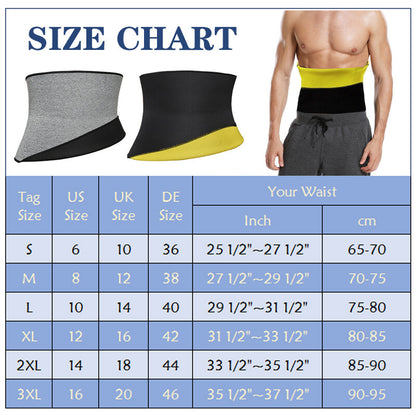 Men'S Waist Trimmer Sauna Belt Sweat Band Wrap Body Shaper Fat Burner Shapewear