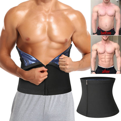 Men'S Waist Trimmer Sauna Belt Sweat Band Wrap Body Shaper Fat Burner Shapewear